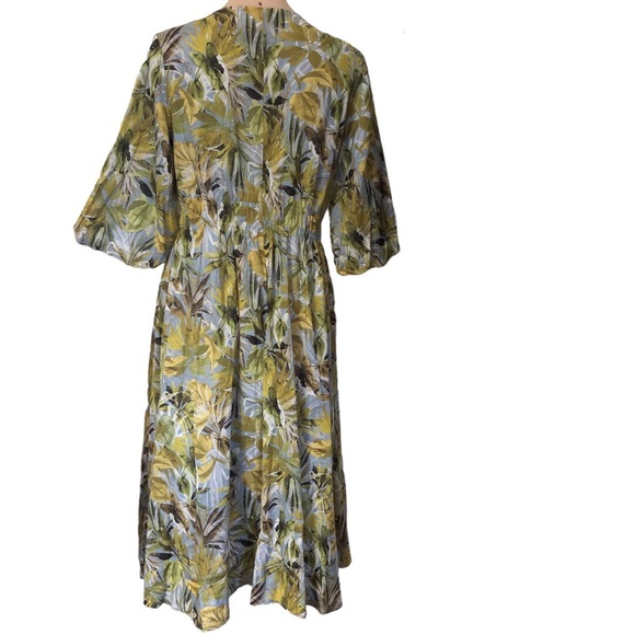 🌿 DAVID LAWRENCE 🌿women’s multicoloured floral midi dress puff sleeves size 10 - Picture 8 of 12